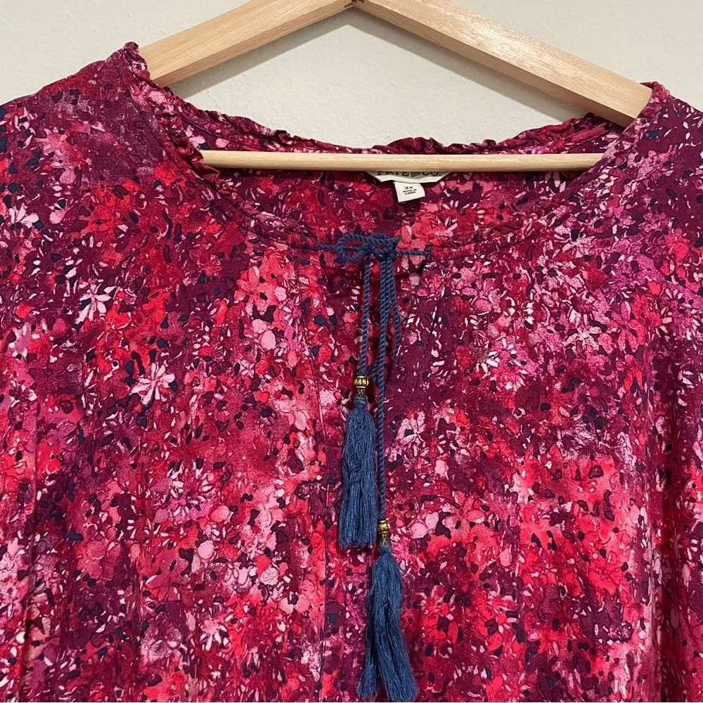 Frye and Co. Long Sleeve Peasant Canyon Cranberry Pink Blue Maxi Dress, Size 3x - Picture 5 of 6